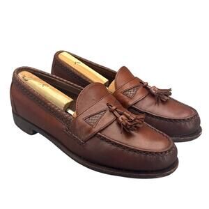 Allen Edmonds Maxfield Brown Leather Tassel Slip On Loafer Men 10